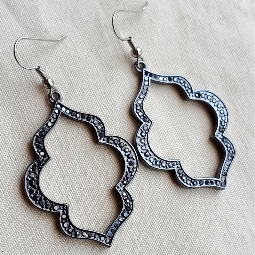 Fancy Open Frame Rhinestone Earrings